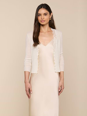 L'AGENCE Eluna Cardigan Top In Ivory L'AGENCE Eluna Cardigan Top In Ivory