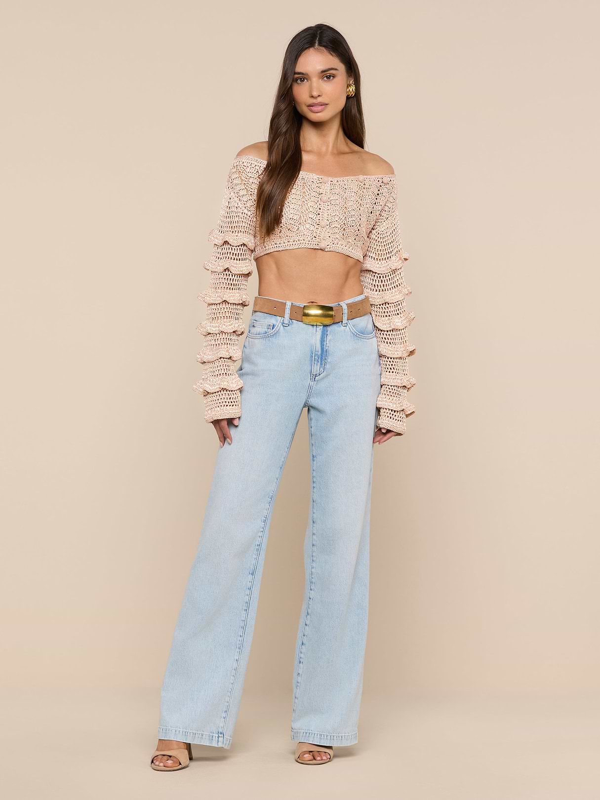 Fey Crocheted Top in Frapp | L'AGENCE