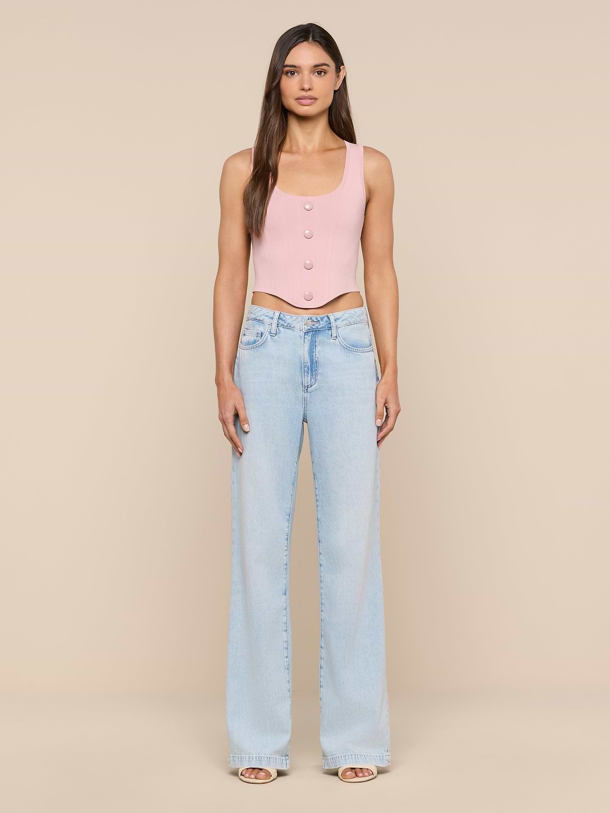 Dove Knit Corset Top in Misty Rose | L'AGENCE