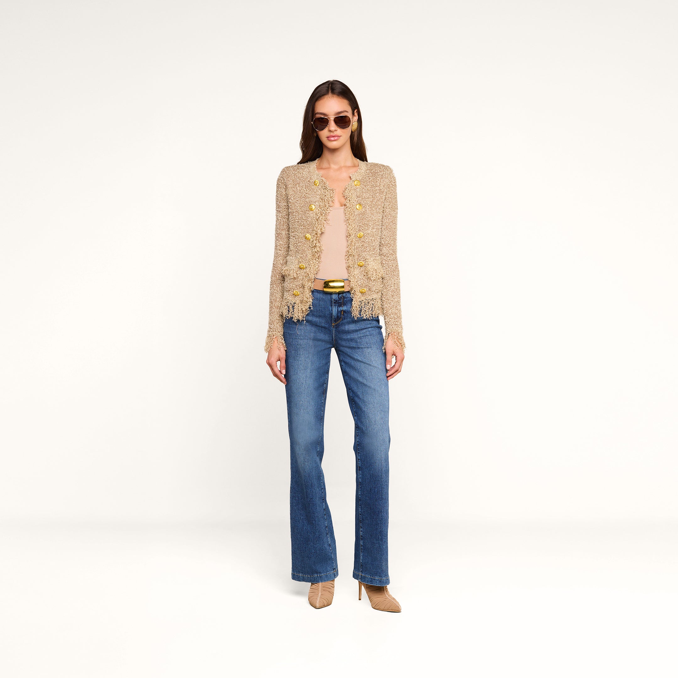 Mireille Fringe Cardigan in Natural | L'AGENCE