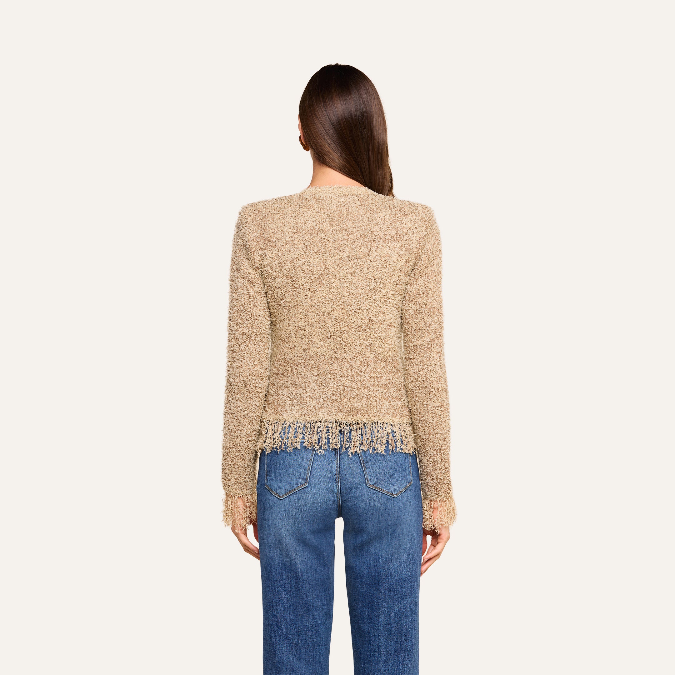 Mireille Fringe Cardigan in Natural | L'AGENCE