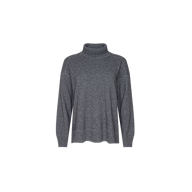 The Selwyn Oversized Turtleneck in heather grey features long sleeves and a relaxed fit, shown against a plain white background.