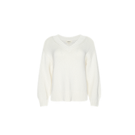 The Paxton Oversized Pullover is an ivory, long-sleeved V-neck cotton sweater featuring ribbed cuffs and hem, displayed on a plain white background. This oversized pullover delivers both comfort and style.