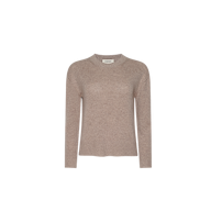 Laine Cashmere Pullover: a relaxed fit, light brown long-sleeve crewneck sweater in mid-weight cashmere with ribbed cuffs and hem.