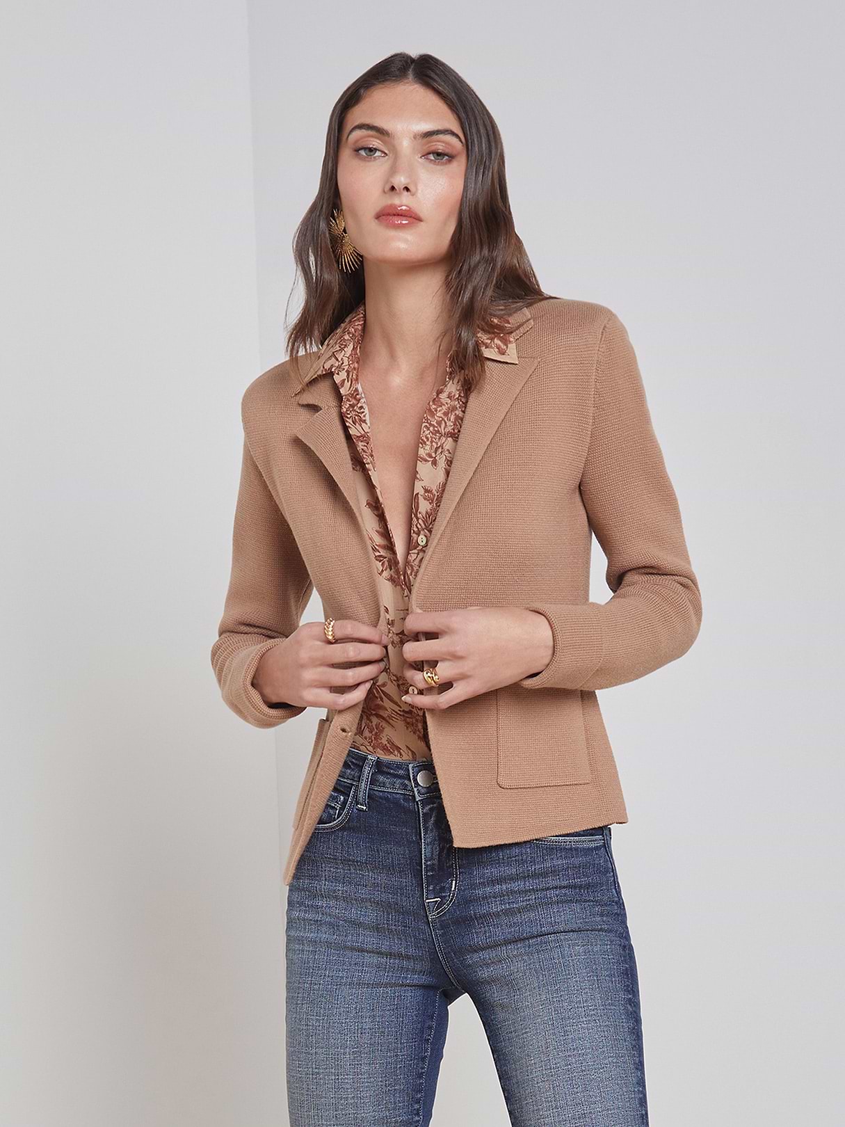 Sofia Knit Blazer in Ginger Snap | L'AGENCE