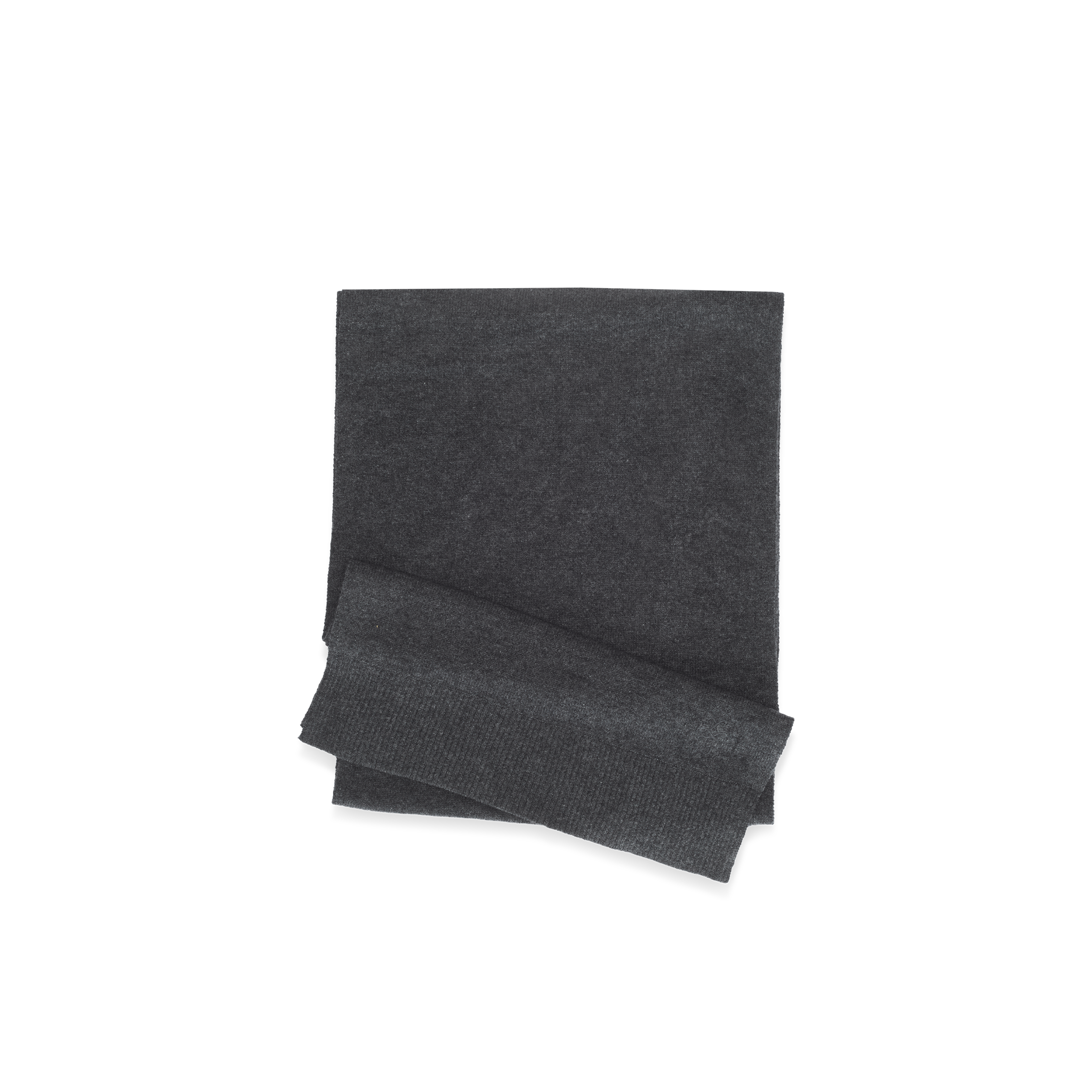A folded charcoal grey Palais Cashmere scarf.