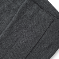 Folded charcoal grey Palais Cashmere Scarf with a small embroidered emblem.