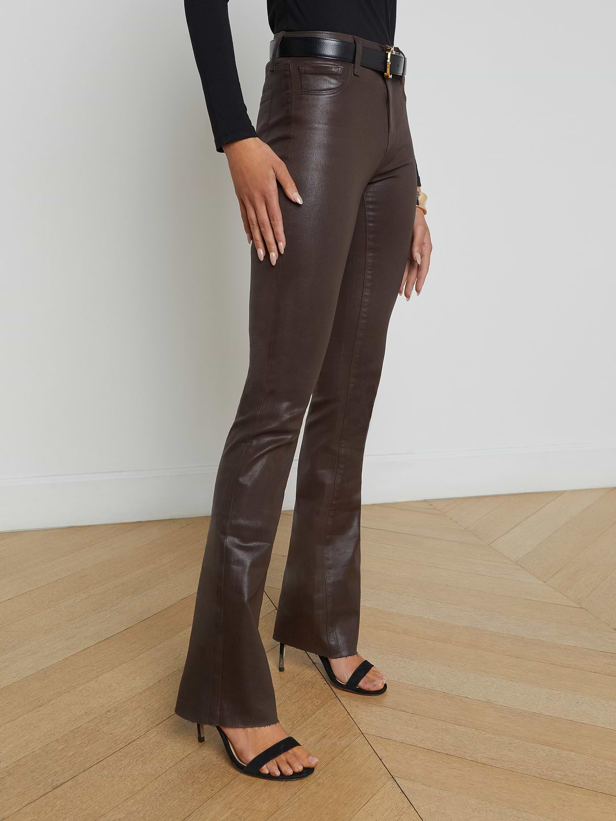 Ruth Coated Straight-Leg Jean in Espresso Coated | L'AGENCE