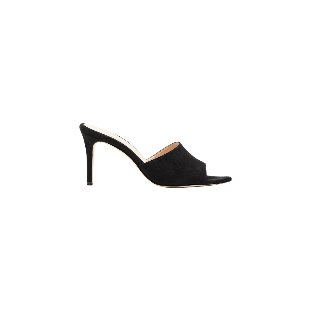 Lolita Suede Open-Toe Mule in Black Suede | L'AGENCE