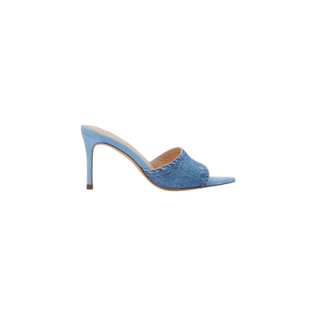 Lolita Denim Open-Toe Mule in Light Blue Denim | L'AGENCE
