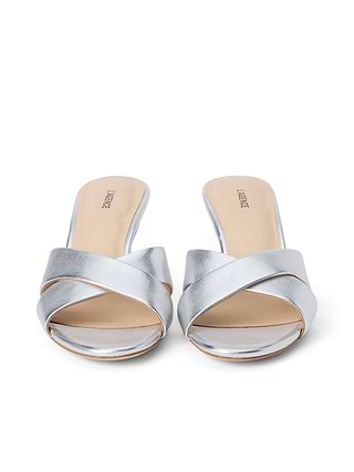 kitten heel silver dress sandals Marcella | Greta Strappy Sandals in Disco | Women's Size 10 | Genuine Italian Leather