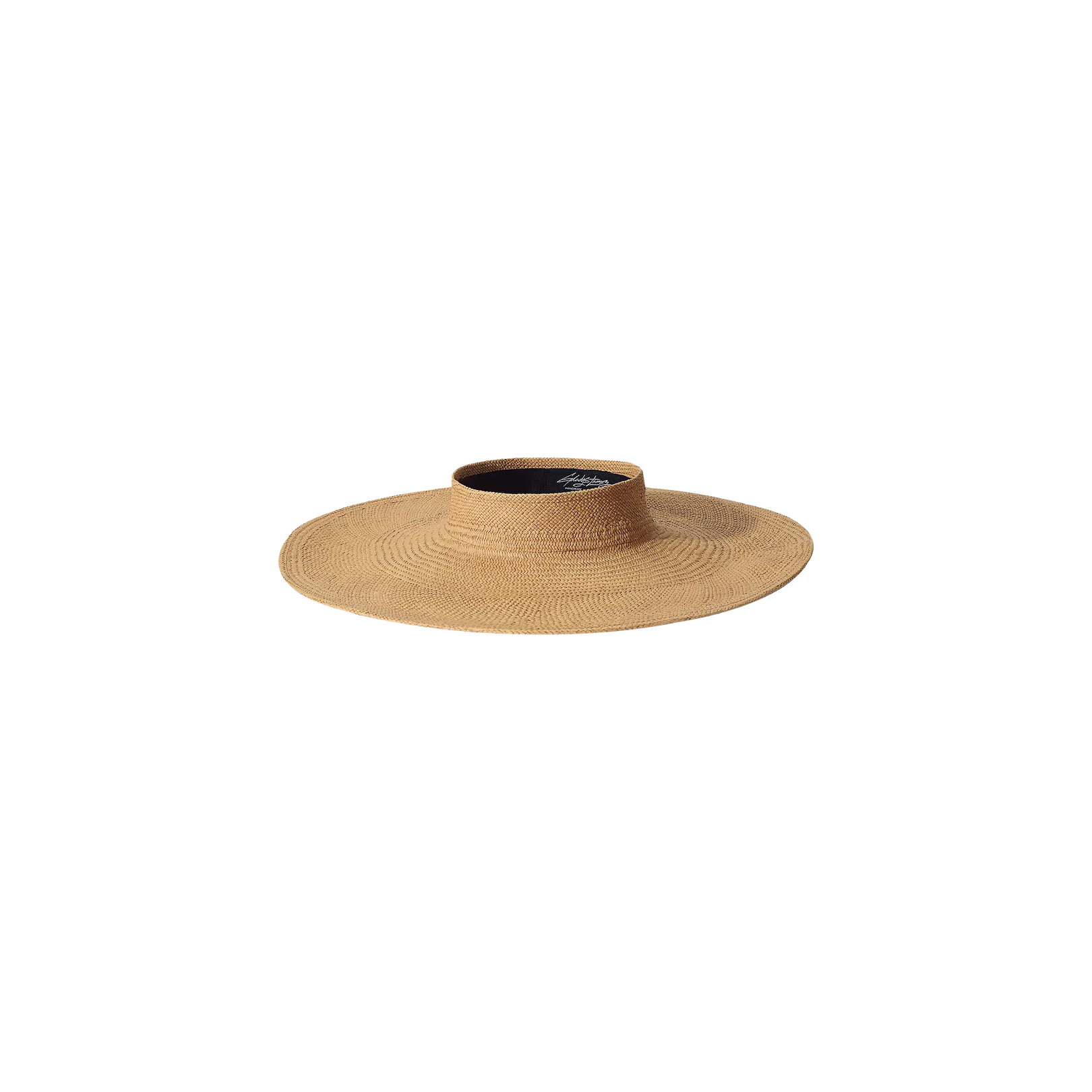 The Flor Visor is a wide-brimmed, light brown straw hat with a flat crown, perfect for sun protection and displayed on a plain white background.