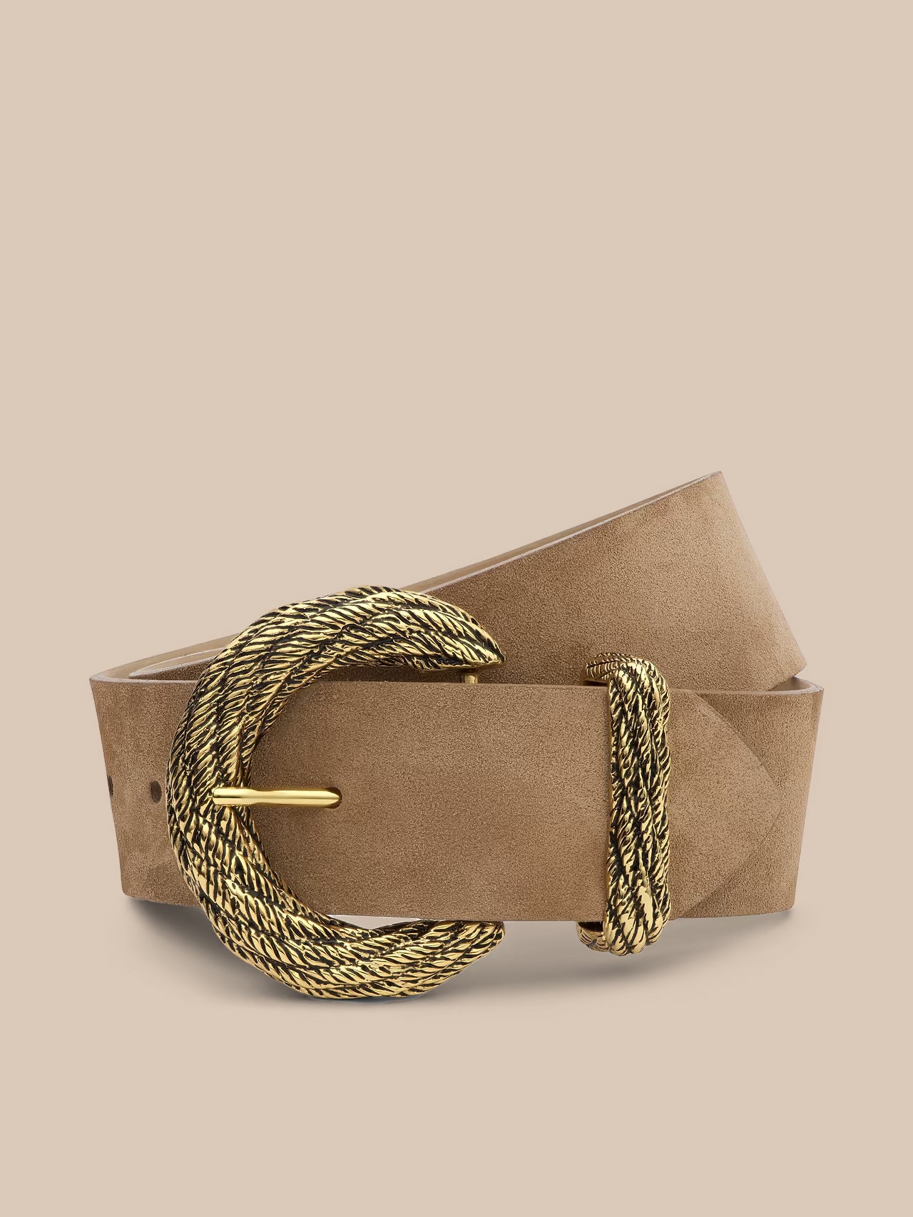 Adelle Suede Belt in Cappuccino | L'AGENCE