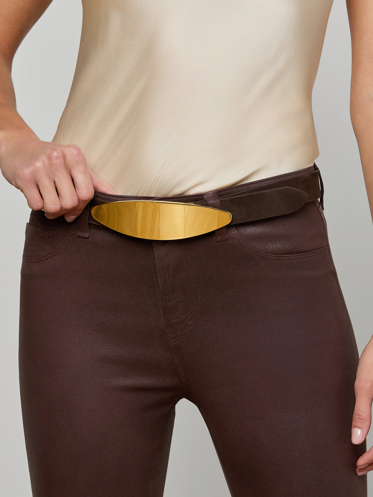 Maroux Leather Belt in Coffee | L'AGENCE