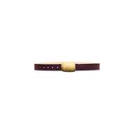 The Montell Suede Belt, handcrafted in LA from brown suede and featuring a large rectangular brass buckle, is displayed against a white background.