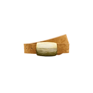 Montell Suede Belt in cognac brown Italian suede with a wide, ribbed gold-tone rectangular buckle.