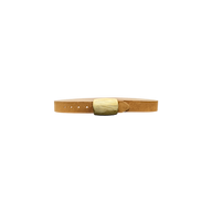 Montell Suede Belt in cognac brown Italian suede with a textured gold-toned rectangular buckle.