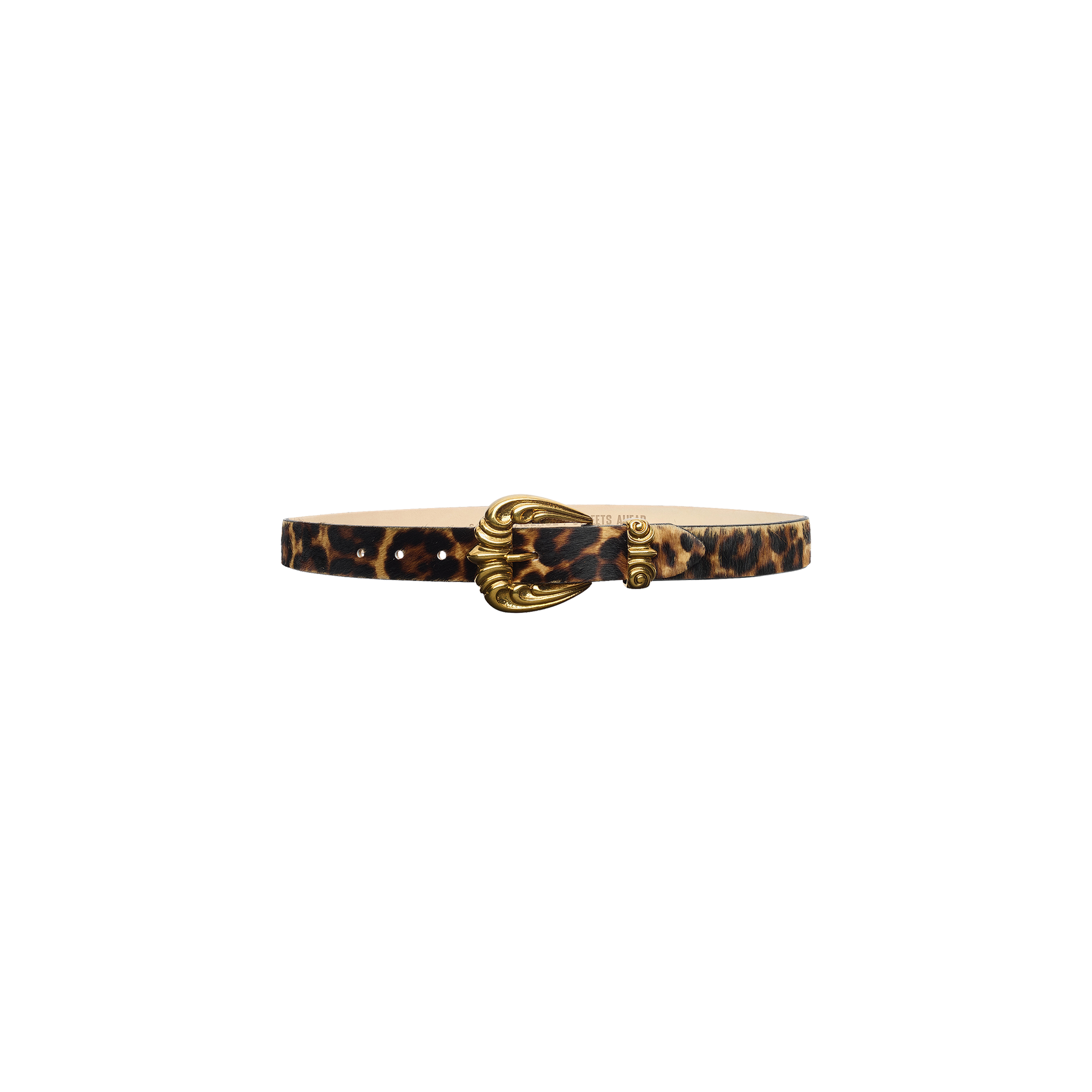 Bennett Leather Belt in leopard print Italian calfskin with a vintage-inspired gold-tone buckle.