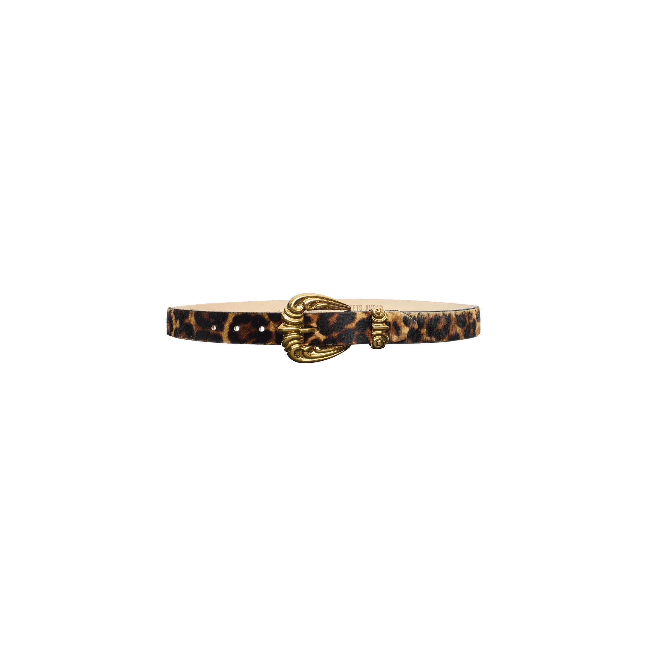 Bennett Leather Belt in leopard print Italian calfskin with a vintage-inspired gold-tone buckle.
