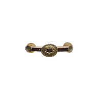 Handcrafted in LA, the Rocha Leather Belt is a dark brown lizard-embossed leather belt featuring an ornate, large oval brass buckle and matching circular side accents.