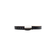 The Milou Belt, handcrafted in LA from premium Italian-sourced materials, features a black lizard-embossed texture and a sleek silver rectangular buckle, and is showcased against a plain white background.