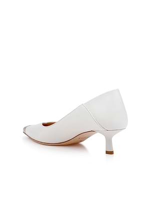 L'AGENCE Garlan Kitten-Heel Pump In Pearl Leather L'AGENCE Garlan Kitten-Heel Pump In Pearl Leather
