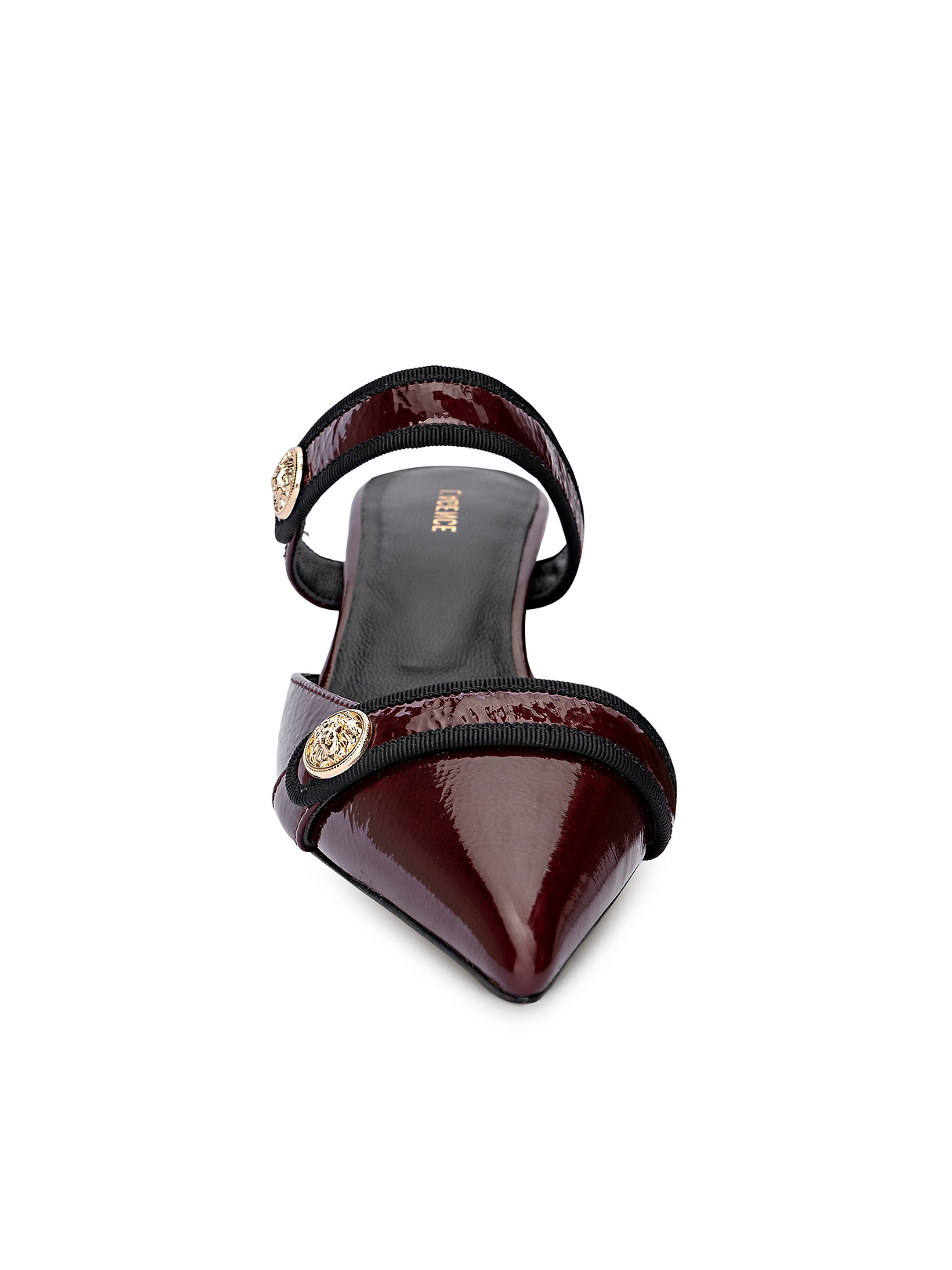 Gilliane Heeled Mule in Wine Patent | L'AGENCE