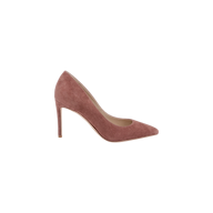 The Maelle Suede Pump in mauve showcases a pointed toe and stiletto heel, elegantly presented against a plain white background.