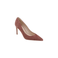 The Maelle Suede Pump, a single mauve classic stiletto with a pointed toe, is displayed against a plain white background.