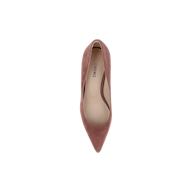 A single Maelle Suede Pump in dusty rose, featuring a pointed toe and stiletto heel, is shown from above on a plain white background.