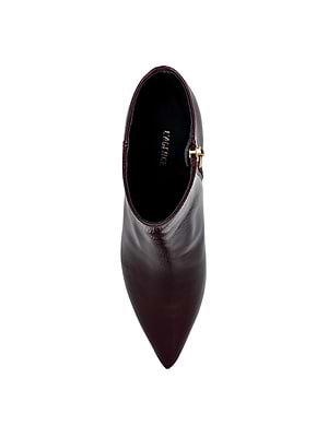 Lilly Kitten-Heel Bootie in Wine Patent | L'AGENCE Lilly Kitten-Heel Bootie in Wine Patent | L'AGENCE
