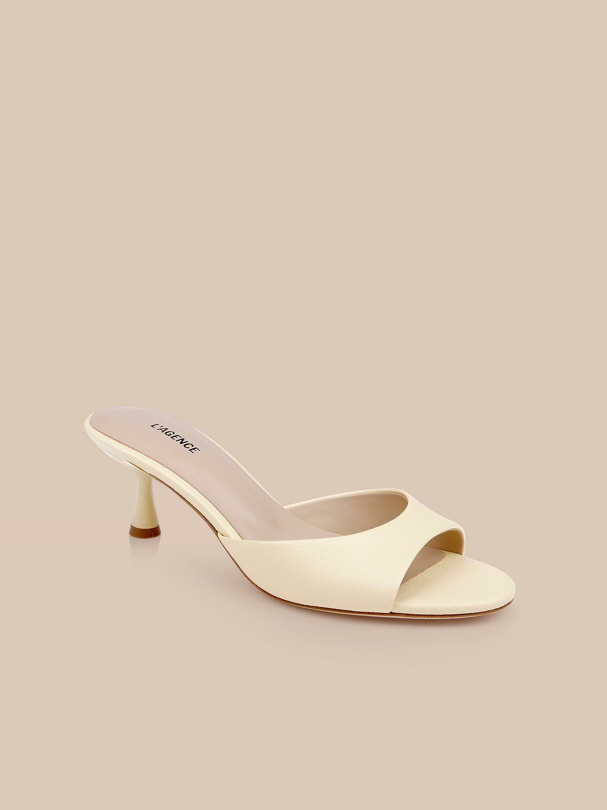 Arleen Kitten-Heel Mule in Lemon Leather | L'AGENCE