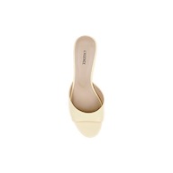 Arleen Kitten-Heel Mule in light yellow leather with a low kitten heel and a rounded toe.