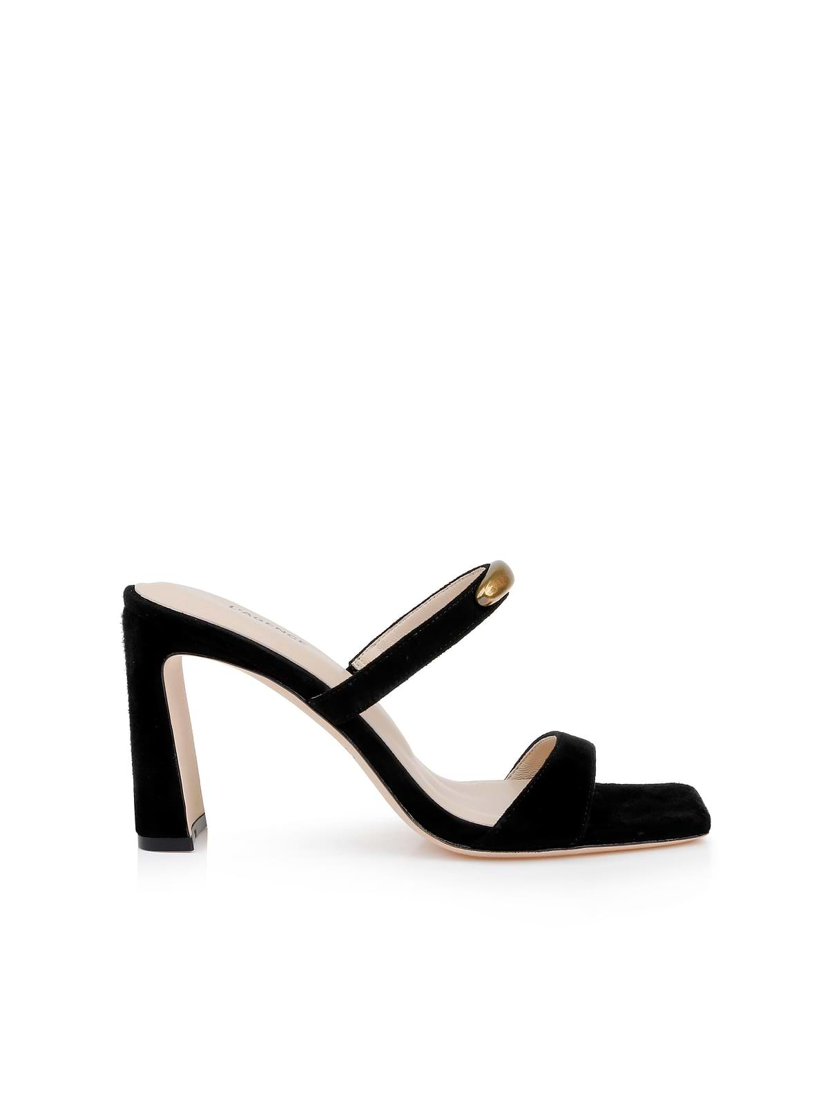 Catriona Suede Sandal in Black Suede | L'AGENCE