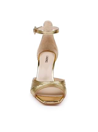 L'AGENCE Cici Ankle Strap Sandal in Gold Leather at Nordstrom, Size 7