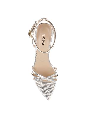 Dua Leather Sandal in Silver Lizard | L'AGENCE Dua Leather Sandal in Silver Lizard | L'AGENCE