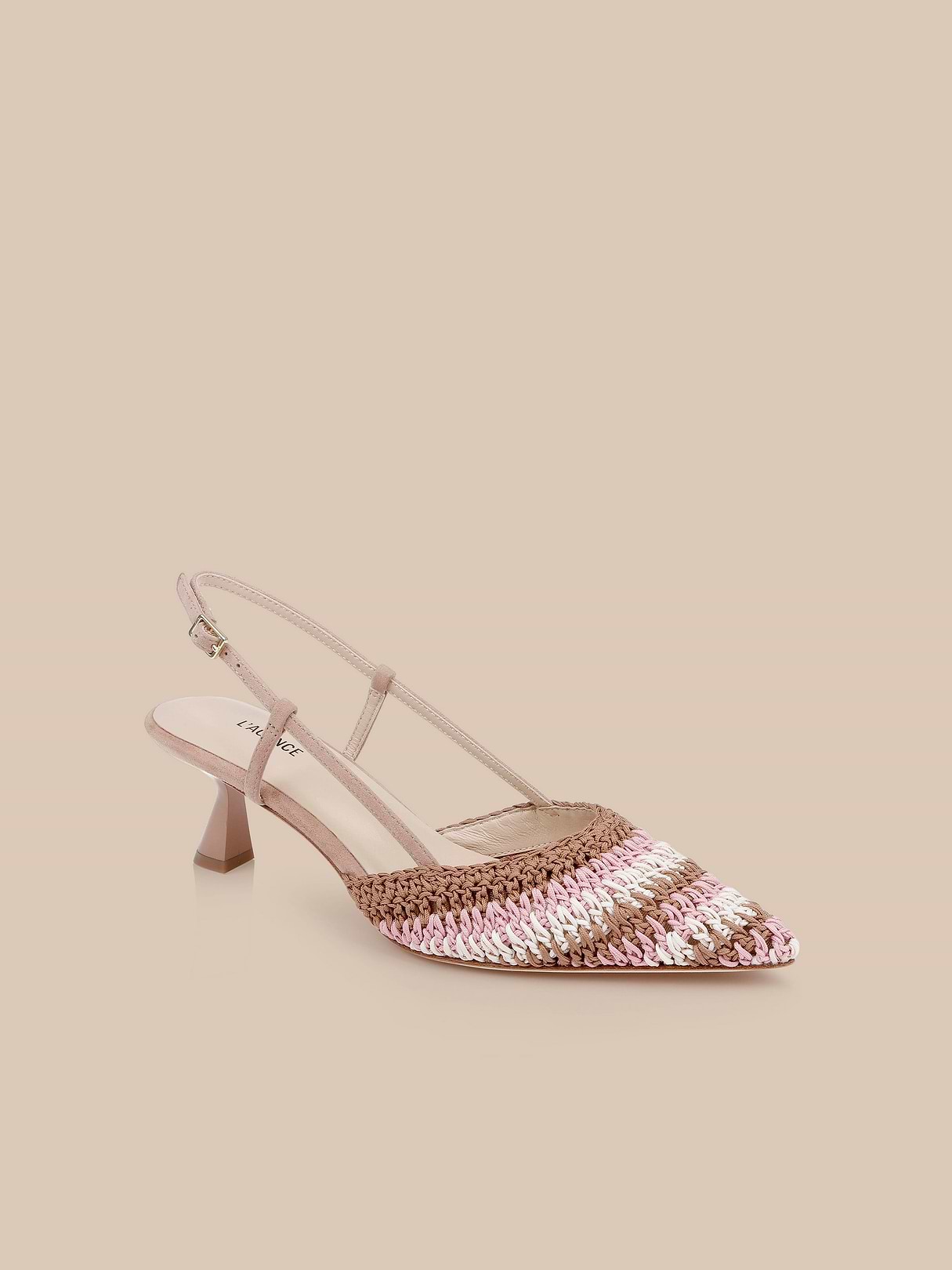 Nantes Slingback Pump in Pink Multi Crochet | L'AGENCE