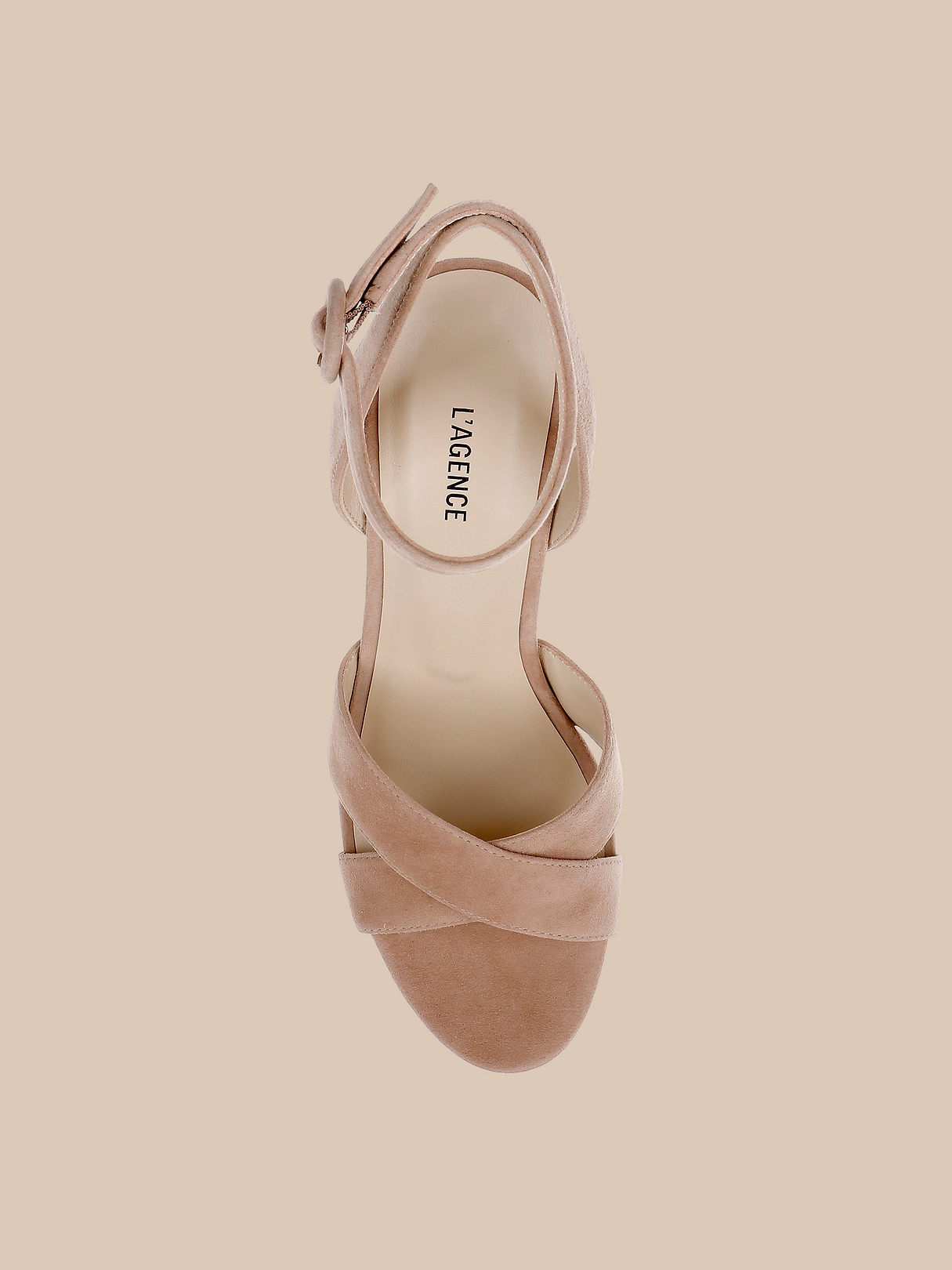 Sandrine Platform Sandal in Cappuccino Suede | L'AGENCE