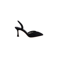 Bowery Mesh Slingback Pump featuring a pointed toe and ruched mesh detailing, displayed in profile view on a plain white background.