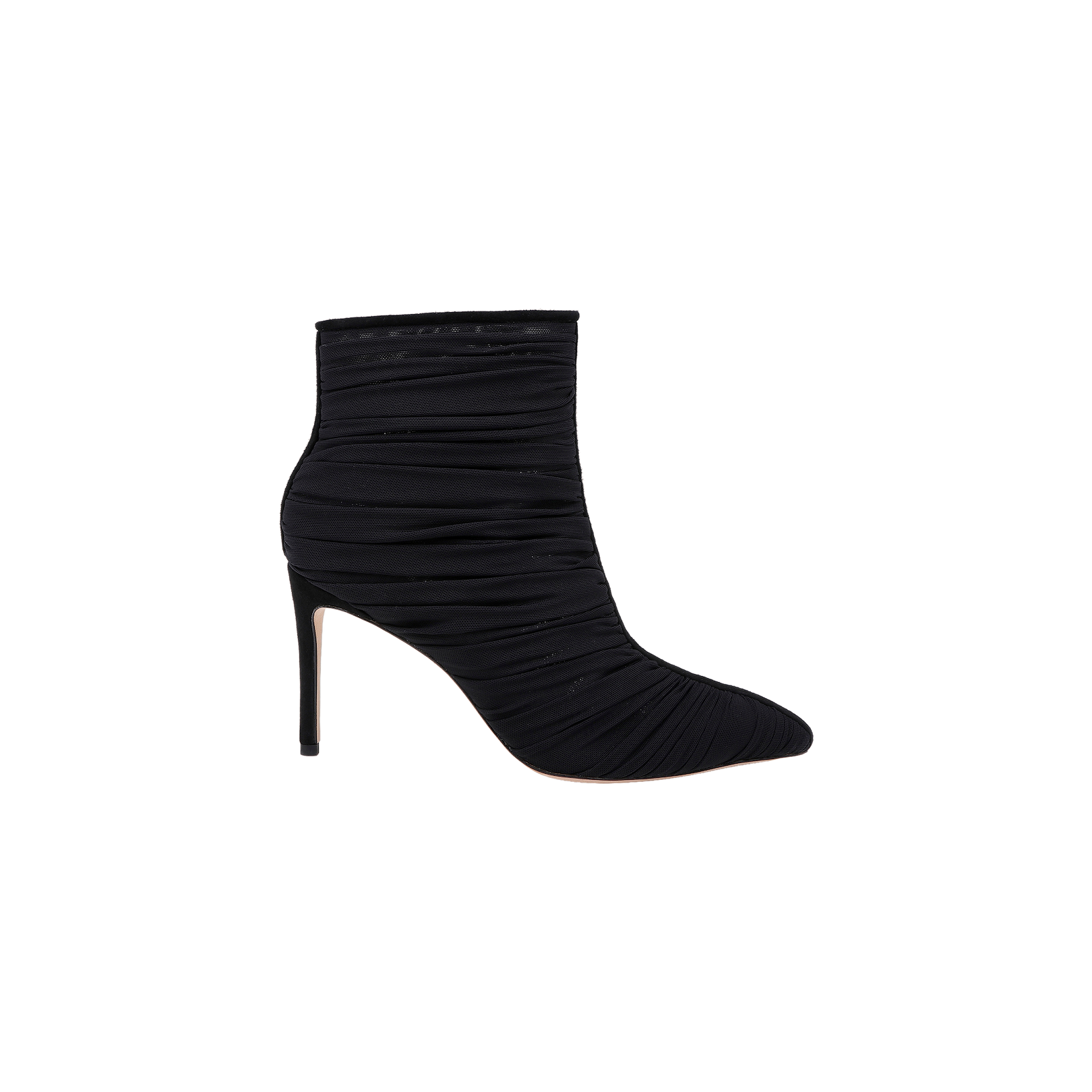 Fulton Mesh Bootie with a pointed toe and ruched mesh texture, shown in profile on a plain white background.