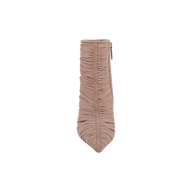 Front view of a single Fulton Mesh Bootie in light pink mesh with ruched detailing, a pointed toe, and a visible side zipper, set against a white background.