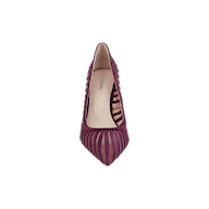 The Lenox Mesh Pump is shown from above on a white background, featuring a single purple suede pointed toe and a sheer striped mesh upper.