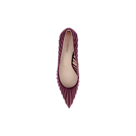 Top view of a single Lenox Mesh Pump in textured dark purple material with a mesh upper, featuring the brand name LAGENCE visible on the insole, against a white background.