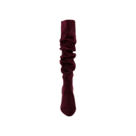 The Fletcher Boot, a single maroon slouchy suede boot with a stylish block heel, is displayed upright against a plain white background.