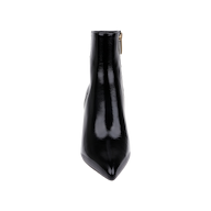 Front view of a single Houston Bootie in black leather, featuring a pointed toe and a side zipper, displayed on a plain white background.