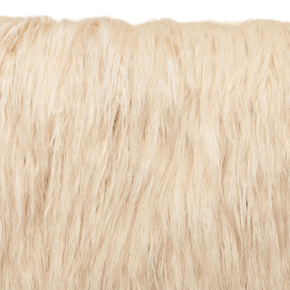 Close-up of long, wavy, light beige fur texture filling the entire image—evoking the lavish look and feel of the Adelina Faux Fur Clutch.