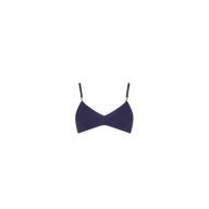 Deep purple textured Playa Bikini Top featuring thin straps and gold-toned hardware at the shoulders.