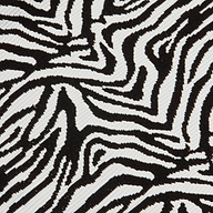 Close-up of the Nicole Bikini Bottom showcasing bold, irregular black and white zebra stripes and offering moderate coverage.