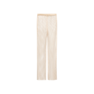 Noemi Mesh Cover-Up Pant in champagne, featuring a semi-sheer finish and a straight-leg cut, displayed against a plain white background.
