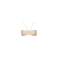 The Alexandria Bikini Top features a beige underwire design with thin adjustable straps, displayed against a plain white background.